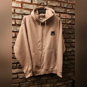 -Unisex Tan/Beige Sparkley Panda Face Hooded Sweatshirt Hoodie Streat Wear